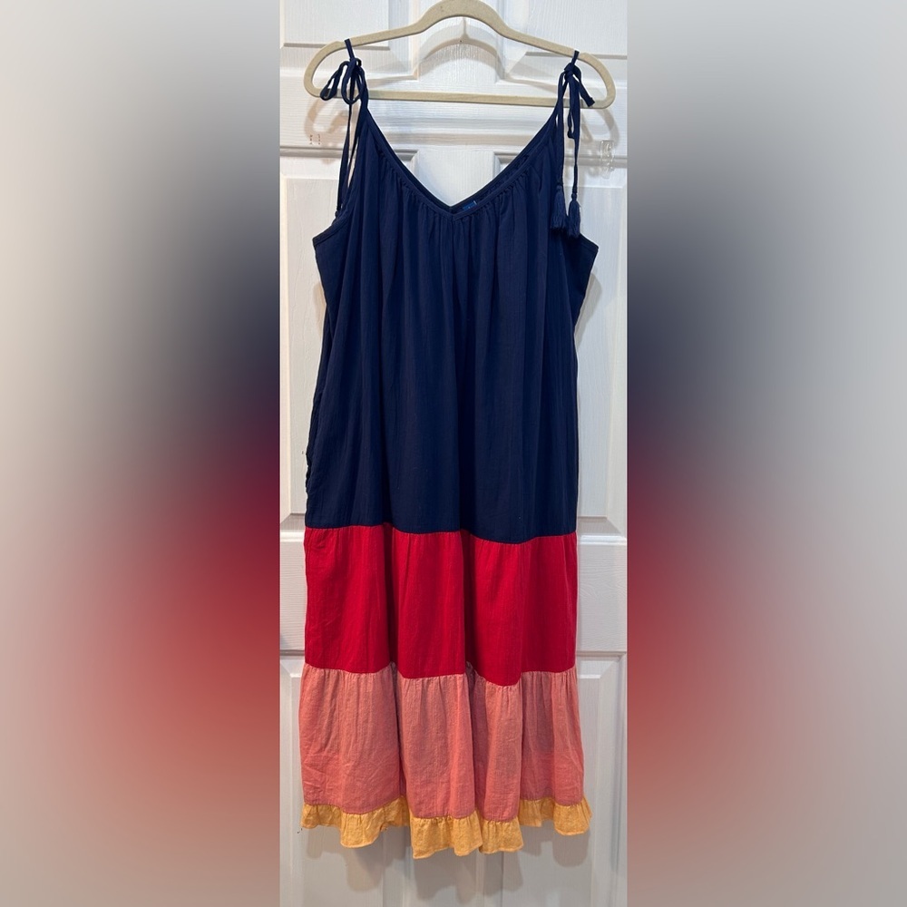 OLD NAVY Sleeveless Color-Block Maxi Swing Dress Sz M Summer Festive‎ Pockets